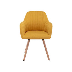 Vente-Unique Chaise avec accoudoirs - Tissu et métal effet bois - Jaune - ELEANA