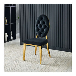 PROTOCOLE HOME Chaise médaillon capitonne Chaise médaillon capitonne Couleur - Noir Pied Doree