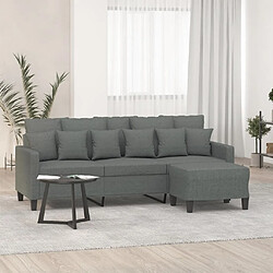 vidaXL Canapé à 3 places avec repose-pieds Gris foncé 180 cm Tissu