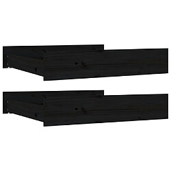 vidaXL Tiroirs de lit 2 pcs Noir Bois de pin massif