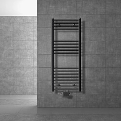 LuxeBath Radiateur de salle de bains Sahara 500 x 1200 mm anthracite droit avec raccord central y compris garniture de raccordement sèche-serviettes