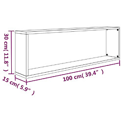 vidaXL Étagères murales cube 2 pcs Sonoma gris 100x15x30 cm Bois pas cher