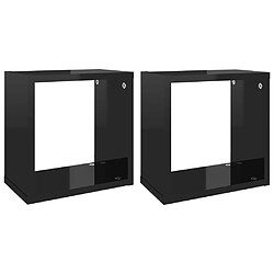 vidaXL Étagères cube murales 2 pcs noir brillant 26x15x26 cm