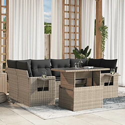 vidaXL Salon de jardin avec coussins 7 pcs gris clair résine tressée