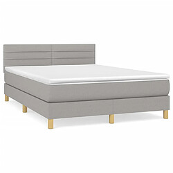 vidaXL Sommier à lattes de lit avec matelas Gris clair 140x200cm Tissu