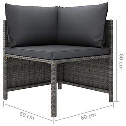 vidaXL Salon de jardin 2 pcs avec coussins Gris Résine tressée pas cher