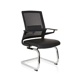 Chaise de conférence / chaise cantilever / chaise INVENTOR V PRO simili cuir noir hjh OFFICE pas cher