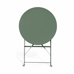 Avis Table de jardin bistrot pliable - Emilia ronde vert de gris- Table ronde Ø60cm en acier thermolaqué | sweeek