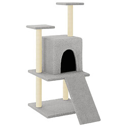 Arbre à chat avec griffoirs,niche pour chat en sisal gris clair 110 cm -MN64038