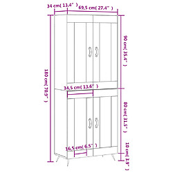 vidaXL Buffet haut Sonoma gris 69,5x34x180 cm Bois d'ingénierie pas cher