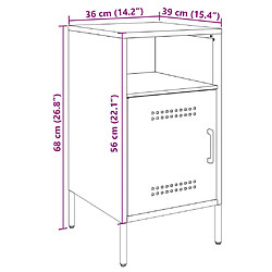 vidaXL Table de chevet anthracite 36x39x68 cm acier pas cher