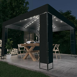 Maison Chic Tonnelle | Pergola avec double toit et lumières LED 3x3 m Anthracite -GKD20518