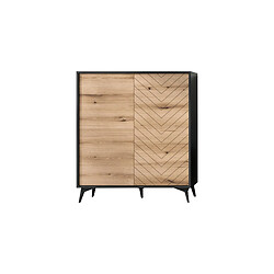 Bestmobilier Peter - buffet haut - bois et noir - 104 cm - style industriel pas cher