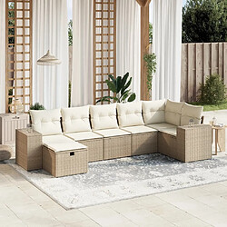 Maison Chic Salon de jardin avec coussins 7 pcs, Ensemble Tables et chaises de jardin, beige résine tressée -GKD672294