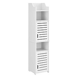 Helloshop26 Meuble colonne pour salle de bain meuble de rangement à portes avec plusieurs compartiments de stockage 135 cm blanc 03_0005824