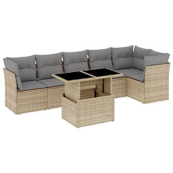 vidaXL Salon de jardin avec coussins 7 pcs beige résine tressée