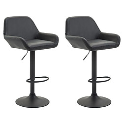 Decoshop26 Lot de 2 tabourets de bar moderne et confortable en synthétique noir pieds trompette en métal noir TDB10223