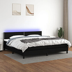 vidaXL Sommier à lattes de lit et matelas et LED Noir 200x200 cm Tissu