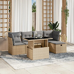 vidaXL Salon de jardin avec coussins 6 pcs beige résine tressée 