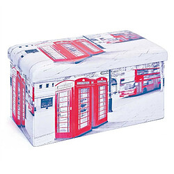 Paris Prix Boîte de Rangement Pliable London 76cm Blanc & Rouge