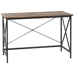 Beliani Bureau 115 x 60 cm bois foncé et noir FUTON