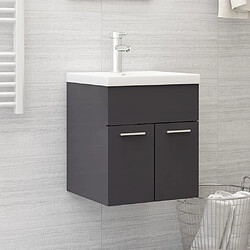 vidaXL Armoire d'évier lavabo intégré gris brillant bois d'ingénierie 