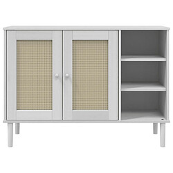 Acheter vidaXL Buffet SENJA aspect rotin blanc 112x40x80cm bois massif de pin