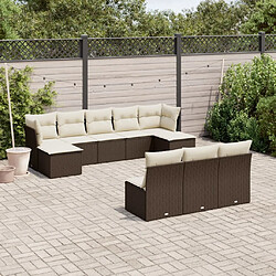 Maison Chic Salon de jardin 10 pcs avec coussins, Ensemble Tables et chaises d'extérieur marron résine tressée -GKD149148