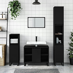 Maison Chic Armoires + meuble-lavabo| Ensemble de 3 meubles salle de bain noir bois d'ingénierie -GKD31081