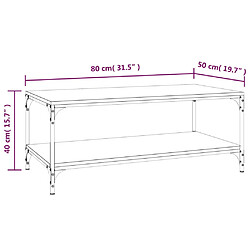 vidaXL Table basse Sonoma gris 80x50x40 cm Bois d'ingénierie pas cher