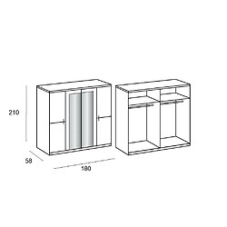 Acheter Inside 75 Armoire 4 portes 2 miroirs CARAMELLA 180 cm chêne poutre