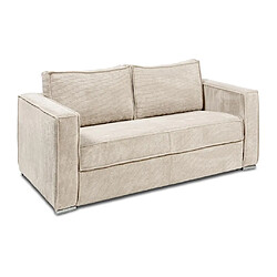 Acheter Vente-Unique Canapé 3 places convertible express en velours côtelé beige - Couchage à lattes larges 140 cm - Matelas 18 cm LORETO