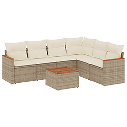 vidaXL Salon de jardin avec coussins 7 pcs beige résine tressée