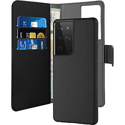 Folio Coque Magnétique 2 en 1 Noir pour Samsung G S21 Ultra 5G Puro