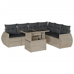 vidaXL Salon de jardin avec coussins 7 pcs gris clair résine tressée