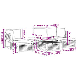 vidaXL Salon de jardin avec coussins 7 pcs bois massif d'acacia pas cher