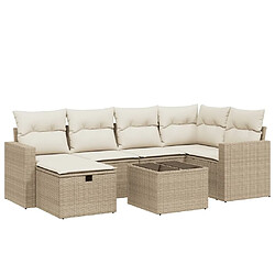 vidaXL Salon de jardin avec coussins 7 pcs beige résine tressée