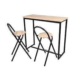 ENSEMBLE TABLE A MANGER TABLE HAUTE TABLE BAR TABLE MURALE 100X40XH90CM AVEC 2 TABOURETS 36X46XH82CM+Urban Living