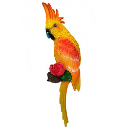 perroquet figurine statue crochet mur extérieur jardin tropical décor droit jaune pas cher