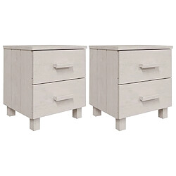 vidaXL Tables de chevet HAMAR 2 pcs Blanc 40x35x44,5 cm Bois massif