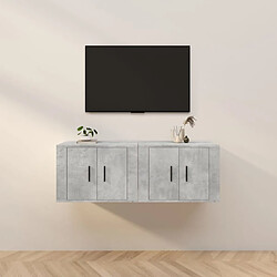 Maison Chic Lot de 2 Meubles TV muraux Banc TV suspendus pour salon gris béton 57x34,5x40 cm -MN79911