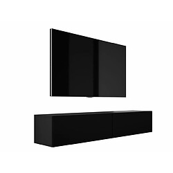 3XELIVING Meuble TV suspendu, D: l : 170 cm, H : 34 cm, P : 32 cm NOIR MAT 