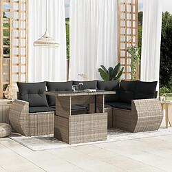 vidaXL Salon de jardin 6 pcs avec coussins gris clair résine tressée