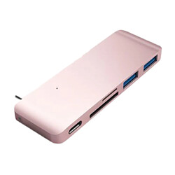 Satechi Hub Type-C avec 2 Ports USB 3.0 et 2 Lecteurs Carte SD/Micro SD Rose 