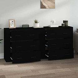 Avis Maison Chic Ensemble de 2 Buffets,commode,console pour rangement noir bois d'ingénierie -MN67778