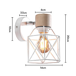 Stoex Applique Murale Rétro Moderne Lampe Murale Nordique Applique Murale en Bois Métal Applique Murale Vintage Ampoule E27 (Blanc) pas cher