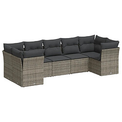 vidaXL Salon de jardin avec coussins 7 pcs gris résine tressée