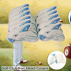 Acheter 11 Pcs Étanche Skull Golf Iron Head Cover Club Putter Headcover Blanc Bleu