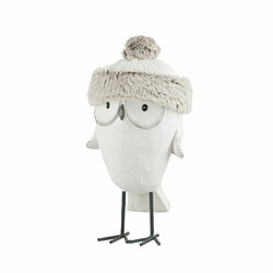 Paris Prix Statue Déco Hibou avec Bonnet 40cm Blanc 