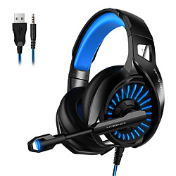 General Casque de jeu surround stéréo 7.1 avec microphone, casque supra-auriculaire avec lumière LED RVB, bandeau à réglage automatique, micro antibruit, compatible avec PS4 PS5 Xbox PC Laptop(lumière bleue de respiration) 